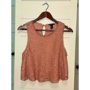 Blush Floral Crochet Tank Top